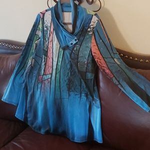 Long Sleeve Geometric Print Ladies Top